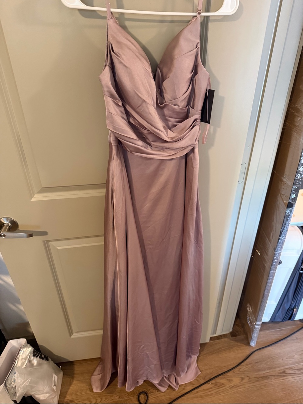Soieblu Dusty Rose Draped Maxi Gown
